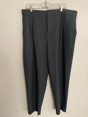 Zara Charcoal Gray Tapered Trousers Elastic Waist Back Size 18 Work Pants